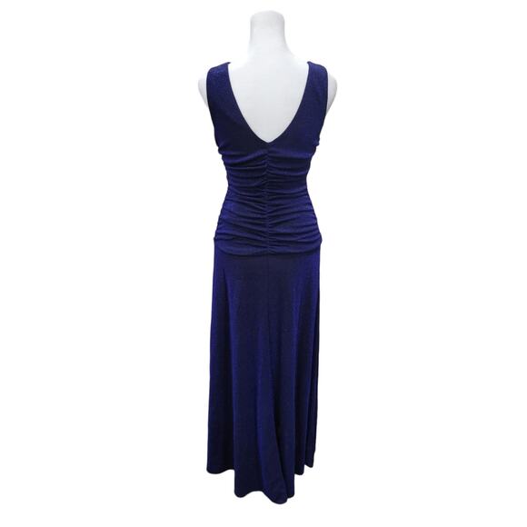 Nightway Ruched Sleeveless Maxi Dress Womens Size 4 Sparkle Blue Elegant Evening - Picture 5 of 15